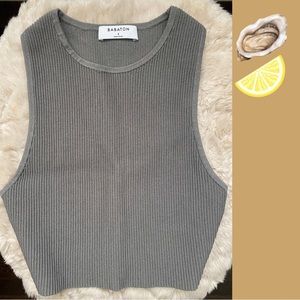 ARITIZIA Sculpt Knit Racer Cropped Tank, Grey, Small